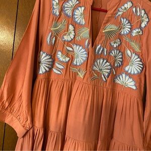 Impressions embroidered long sleeve dress